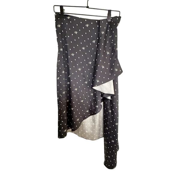 Monse M Dot Cascade Slip Skirt Silk Lined Asymmetrical Black Size 2 NEW - Picture 2 of 10